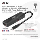 Club 3D USB-C naar HDMI 2.1+ PD 3.0 100 Watt adapter Zwart