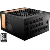 MSI MEG Ai1300P PCIE5, 1300 Watt voeding  Zwart, 8x PCIe, 1x 12VHPWR, Kabelmanagement