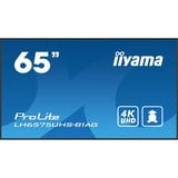 iiyama Prolite LH6575UHS-B1AG 64.5" 4K UHD monitor Zwart, HDMI, DisplayPort, RJ45 (LAN), Audio, USB, Android