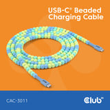 Club 3D USB-C Beaded Cable Blue, 2 meter kabel Roze