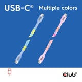 Club 3D USB-C Beaded Cable Blue, 2 meter kabel Roze
