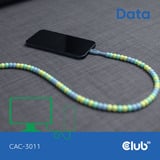 Club 3D USB-C Beaded Cable Blue, 2 meter kabel Roze