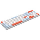 HelloGanss HS108T White Feather, toetsenbord Wit/lichtblauw, US lay-out, Gateron Yellow, RGB leds, PBT Doubleshot keycaps, hot swap, 2,4 GHz / Bluetooth / USB-C