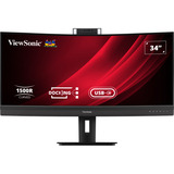 ViewSonic VG3457CV Curved Video Conferencing Docking Monitor 34" UltraWide Zwart, 1x DisplayPort, 2x HDMI, 2x USB-C, 4x USB-A, 1x RJ-45