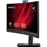 ViewSonic VG3457CV Curved Video Conferencing Docking Monitor 34" UltraWide Zwart, 1x DisplayPort, 2x HDMI, 2x USB-C, 4x USB-A, 1x RJ-45