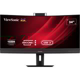 ViewSonic VG3457CV Curved Video Conferencing Docking Monitor 34" UltraWide  Zwart, 2x HDMI, 1x DisplayPort, USB-C, USB-A, LAN, 100 Hz, 1500R