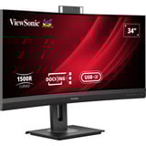 ViewSonic VG3457CV Curved Video Conferencing Docking Monitor 34" UltraWide  Zwart, 2x HDMI, 1x DisplayPort, USB-C, USB-A, LAN, 100 Hz, 1500R
