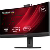 ViewSonic VG3457CV Curved Video Conferencing Docking Monitor 34" UltraWide  Zwart, 2x HDMI, 1x DisplayPort, USB-C, USB-A, LAN, 100 Hz, 1500R