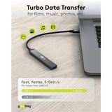 goobay Slanke USB-hub met 4 poorten, USB-C naar USB-C/USB-A, 5 Gbit/s Lichtgrijs