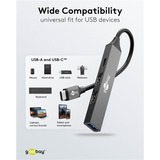 goobay Slanke USB-hub met 4 poorten, USB-C naar USB-C/USB-A, 5 Gbit/s Lichtgrijs