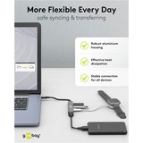 goobay Slanke USB-hub met 4 poorten, USB-C naar USB-C/USB-A, 5 Gbit/s Lichtgrijs