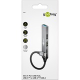 goobay Slanke USB-hub met 4 poorten, USB-C naar USB-C/USB-A, 5 Gbit/s Lichtgrijs