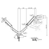 ACT Connectivity Monitorarm met gasveer, 2 monitoren tot 35 inch Zwart, ACT Essentials, Kantelen, Roteren, Zwenken