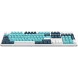 HelloGanss HS108T GC16, toetsenbord Wit/donkerblauw, US lay-out, Gateron Yellow, RGB leds, PBT Doubleshot keycaps, hot swap, 2,4 GHz / Bluetooth / USB-C