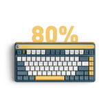 Iqunix A80 Explorer Wireless Mechanical Keyboard, gaming toetsenbord Donkerblauw/donkergeel, US lay-out, Gateron Brown, RGB leds, 80% (TKL), Hot-swappable, PBT, 2.4GHz | Bluetooth 5.1 | USB-C