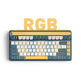 Iqunix A80 Explorer Wireless Mechanical Keyboard, gaming toetsenbord Donkerblauw/donkergeel, US lay-out, Gateron Brown, RGB leds, 80% (TKL), Hot-swappable, PBT, 2.4GHz | Bluetooth 5.1 | USB-C