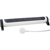 Legrand Monteerbare en draaibare meervoudige premium contactdoos stekkerdoos Wit (mat)/zwart (mat), 6-voudig, 1,5 meter snoer
