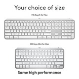Logitech MX Keys S for Mac toetsenbord Lichtgrijs, US-International lay-out (QWERTY), 100%, Bluetooth Low Energy
