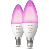 Philips HUE Losse kaarslamp E14 White & color 2-pack ledlamp 2000-6500K, Dimbaar, BT