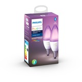 Philips Hue Losse kaarslamp E14 White & color 2-pack ledlamp 2000-6500K, Dimbaar, BT