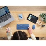Trust Lyra Multi-Device Wireless Keyboard & Mouse desktopset Blauw, US lay-out (QWERTY), Scissor switches, 65%, 800 - 1.600 dpi, 2,4 GHz USB, Bluetooth