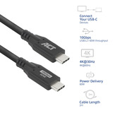 ACT Connectivity USB 3.0 10Gbps 60W USB Type-C kabel, 2 meter Zwart
