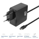 ACT Connectivity USB-C laptoplader 65W met Power Delivery-profielen, 2 meter Zwart