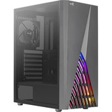 Aerocool Delta A-BK-v1 midi tower behuizing Zwart | 3x USB-A | RGB | Window