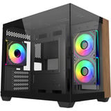 Cooler Master Elite 481 Wood midi tower behuizing Zwart/houtkleur | 2x USB-A | 1x USB-C | Tempered Glass