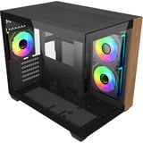 Cooler Master Elite 481 Wood midi tower behuizing Zwart/houtkleur | 2x USB-A | 1x USB-C | Tempered Glass