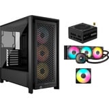 Corsair ICUE Bundle midi tower behuizing Zwart | 2x USB-A | 1x USB-C | RGB | Tempered Glass