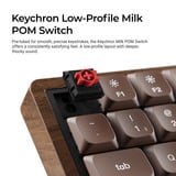 Keychron K3 Max-H3W All-Wood Special Edition RGB mechanisch toetsenbord Houtkleur, US lay-out (QWERTY), Keychron Milk POM Brown, 75%, RGB leds, Double-shot PBT, hot swap, 2.4GHz | Bluetooth 5.1 | USB-C