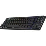 Logitech PRO X TKL, gaming toetsenbord Zwart, US-International, GX Brown, 80% (TKL), RGB leds, PBT Doubleshot keycaps, 2,4 GHz / Bluetooth / USB-C