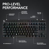 Logitech PRO X TKL, gaming toetsenbord Zwart, GX Brown, 80% (TKL), RGB leds, PBT Doubleshot keycaps, 2,4 GHz / Bluetooth / USB-C