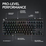 Logitech PRO X TKL, gaming toetsenbord Zwart, US-International, GX Brown, 80% (TKL), RGB leds, PBT Doubleshot keycaps, 2,4 GHz / Bluetooth / USB-C