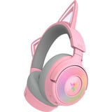 Razer Kraken Kitty V3 Pro Quartz over-ear gaming headset Roze/grijs
