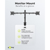 goobay Monitor Mount Dual Flex 17 - 32 inch (43 - 81 cm), max. 8 kg monitorarm Zwart