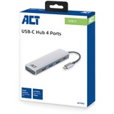 ACT Connectivity USB-C Hub 4 port met PD pass through usb-hub Zilver