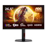 AOC Q27G4ZDR 26.5" gaming monitor Zwart/rood, 2x HDMI, DisplayPort, 2x USB-A. USB-B, 240 Hz