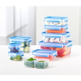 Emsa Clip & Close vershoudbakjes, 5-delige set, 0,15 / 0,25 / 0,55 L doos Transparant/blauw, 1x rond + 4x rechthoekig