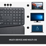 Logitech K860 ERGO Keyboard, toetsenbord Zwart, Bluetooth, US international ISO