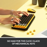 Logitech POP Keys - BLAST, toetsenbord Geel/zwart, US lay-out, GX Brown, Bluetooth