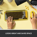 Logitech POP Keys - BLAST, toetsenbord Geel/zwart, US lay-out, GX Brown, Bluetooth