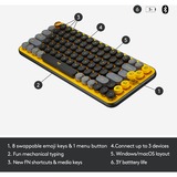 Logitech POP Keys - BLAST, toetsenbord Geel/zwart, US lay-out, GX Brown, Bluetooth