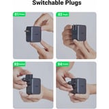 Ugreen Nexode 65W USB C GaN Oplader met 3 poorten met EU/US/UK Stekker Zilver/zwart