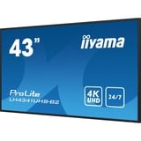 iiyama Prolite LH4341UHS-B2 42.5" 4K Ultra HD Public Display Zwart, 4K UHD, VGA, HDMI, Audio, LAN