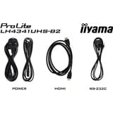 iiyama Prolite LH4341UHS-B2 42.5" 4K Ultra HD Public Display Zwart, 4K UHD, VGA, HDMI, Audio, LAN