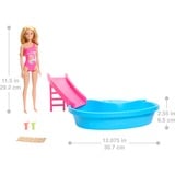Barbie Blonde pop met zwembad en glijbaan 