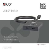 Club 3D USB-C Bi-Directional Video + Data + PD Switch usb-switch Zwart