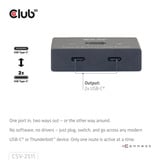 Club 3D USB-C Bi-Directional Video + Data + PD Switch usb-switch Zwart